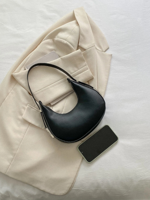 Women Solid Color Hobo Bag& Minimalist Crocodile Embossed Baguette Bag