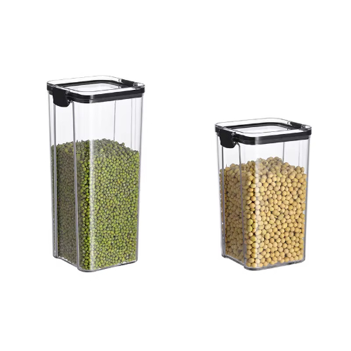 Household Cereals Moisture-Proof Sealed Jar Transparent Plastic Kimchi Jar Square Spice Jar Food Grade Storage Jar
