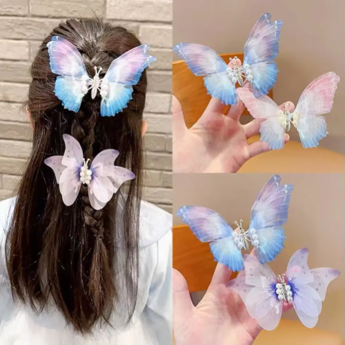 Moving Butterfly Hair Clip Children Double Layer Butterfly Hair Clip Colorful Hairpin Sweet Cute Butterfly Barrette