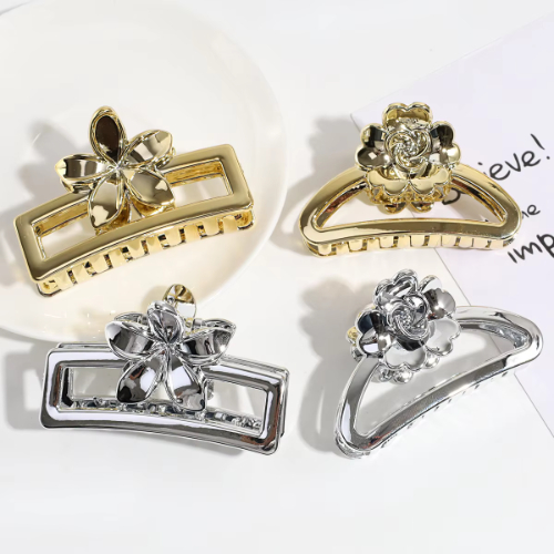 New fashionable high-end women's grab clip flower hollow geometric shark clip autumn and winter versatile clip headdress