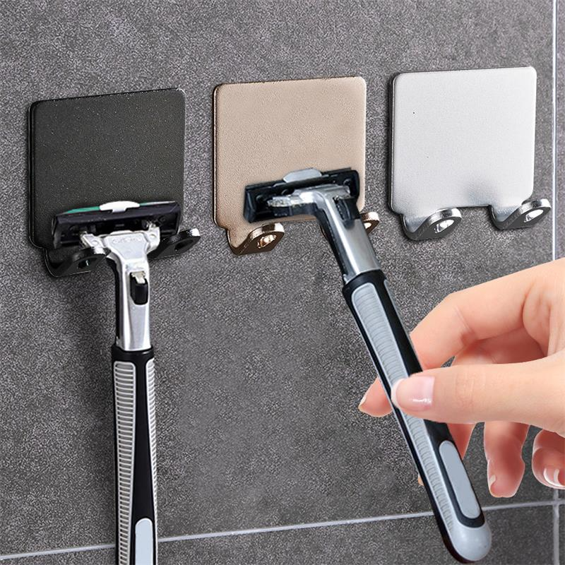 Bathroom Shelf Razor Stand Wall Razor Holder Shower Razor Blade Holder Shaver Holder For Bathroom Hook Hanger Shaving Holder